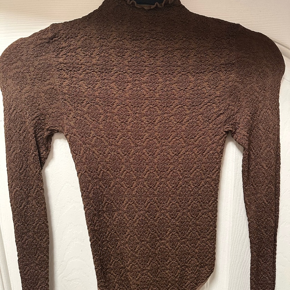 Free People Chocolate Brown Textured Top